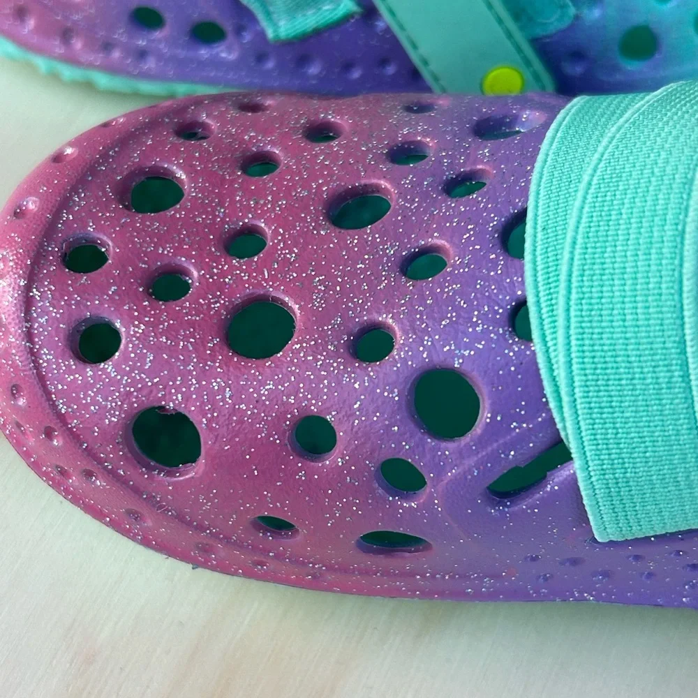Western Chief Kids Surfer Ombre Glitter Water Shoes Purple Pink Teal Size 9 NEW